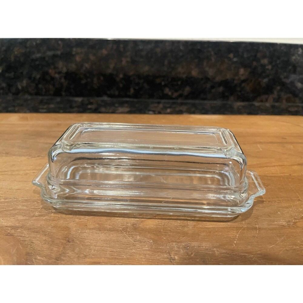 Vintage Fire King Butter Dish w/Clear Cover